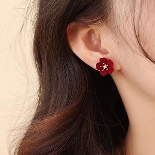 Bông Tai Nhung Hình Hoa Anh Đào Dễ Thương