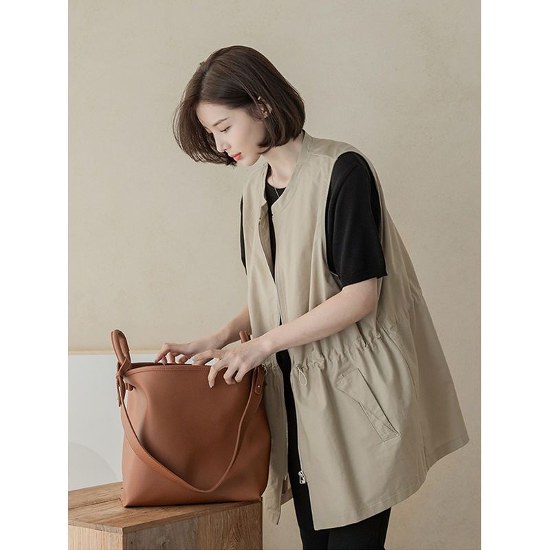 Plus Size Áo Vest Nữ Thường Ngày Mới Dây Rút Phối Ren Đa Năng Và Phong Cách Rời