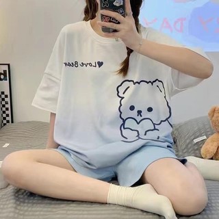 Bộ Đồ Ngủ Tay Ngắn Hai Mảnh Thời Trang Xuân Hè 2024 Dễ Thương Dành Cho Bạn Nữ