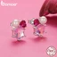 Bamoer Bông Tai Bạc sterling 925 Hình Trái Tim Màu Hồng