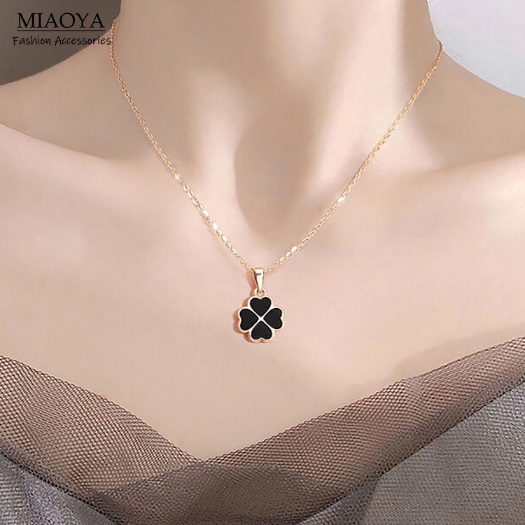 MIAOYA Vòng cổ Mặt Cỏ Bốn Lá Thời Trang Hàn Quốc Chất Lượng Cao Nhiều Màu Tùy Chọn Cho Nữ