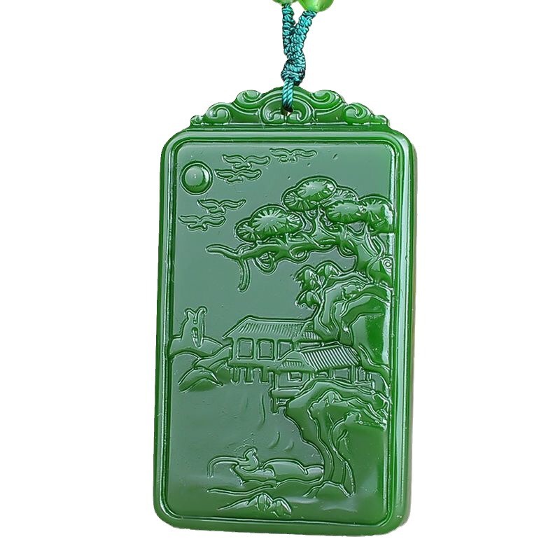 Spinner Mặt Dây Chuyền Hai Mặt Khắc Chữ jasper Màu Xanh Lá Cây Nghệ Thuật Thời Trang Đơn Giản Dành Cho Bạn Nam