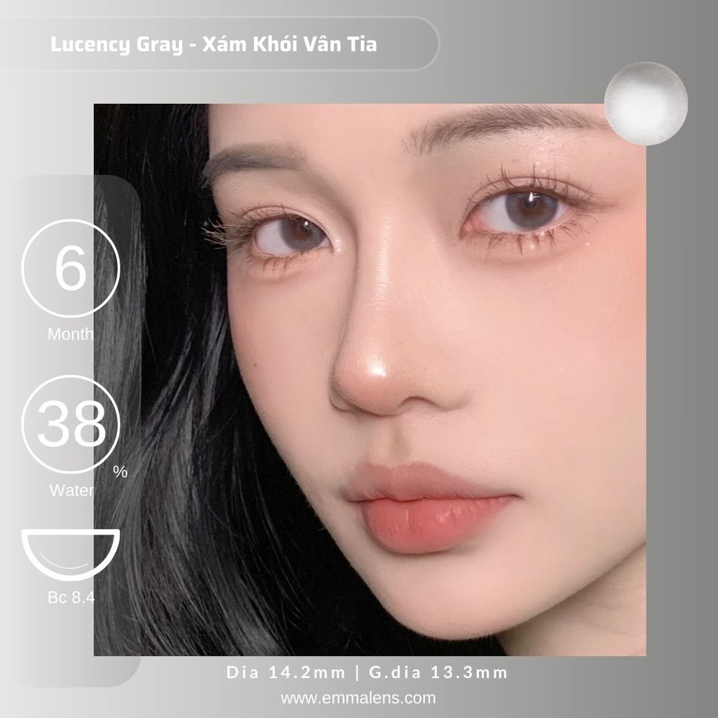 Kính áp tròng Lucency Gray | Lens Xám Khói Vân Tia | Emma Lens