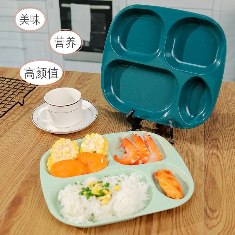 Đĩa chia bốn ngăn 211 cho bé, đĩa ăn giảm cân, bộ đồ ăn một người, lưới bốn ngăn