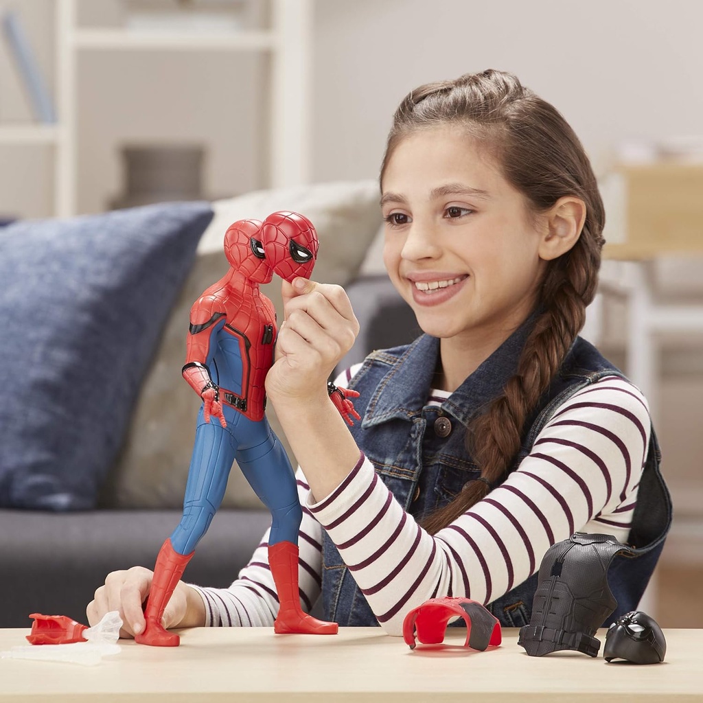 Spider man far from home deluxe 13-inch-scale Mô Hình Hành Động Bánh Răng Hành Động Với Âm Thanh fx, suit Nâng Cấp Và Phụ Kiện Nổ web