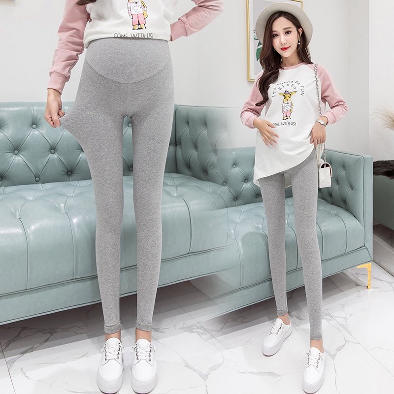 Quần Legging Lưng Cao Màu Trơn Thời Trang Thu Đông Cho Mẹ Bầu