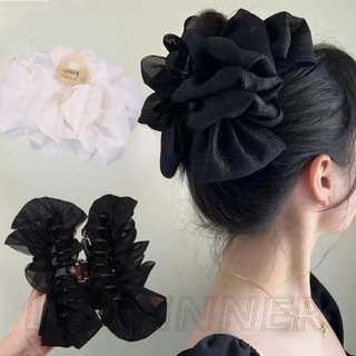 Kẹp Tóc Hình Nơ Lưới Hai Mặt Cỡ Lớn Thanh Lịch Cho Nữ - Phụ Kiện Tóc Đuôi Ngựa Phong Cách ins Hàn Quốc