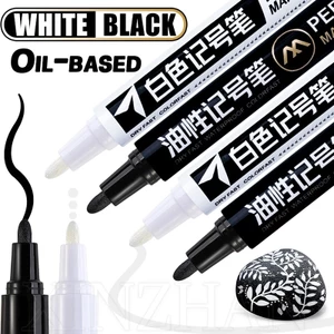 Bút đánh dấu sơn đen trắng 2.0mm / 1.5mm / Đồ dùng văn phòng trường học Văn phòng phẩm / Bút đánh dấu vĩnh viễn nhanh khô gốc dầu / Bút sơn chống nước cho nhựa gỗ đá
