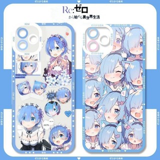 Ốp Lưng Cho Iphone 7 / 8 11 12 13 14 15 Plus Pro XS XR Max Mini Clear TPU Dễ Thương Rem Anime RE Zero Bảo Vệ Camera Nhật Bản Ốp Lưng Chống Sốc Cặp Đôi Mềm Hoạt Hình Vỏ Điện Thoại Silicon