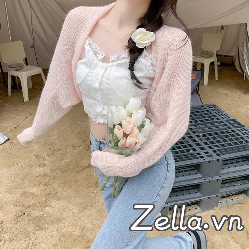 Áo Khoác Cardigan Dệt Kim Tay Dài Màu Sắc Trơn Chống Nắng Tiện Dụng Cho Nữ