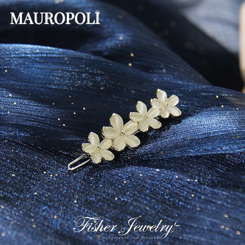 Mauropoli [Sẵn Sàng] Kẹp Tóc Hợp Kim Phong Cách Mới Đầu Lưng Nổ Tóc Opal Kẹp Hoa Nhỏ Nữ