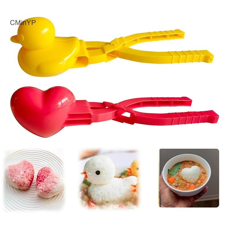 Cminyp Dễ Thương Hình Vịt Khuôn Cơm Máy Làm Kẹp Trẻ Em Ngoài Trời Vịt Nhựa Khuôn Cơm DIY Snowball Maker Khuôn Sushi Có Tay Cầm Vinh Quang