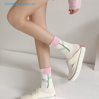 Unewtyu 1 Đôi Tất Cổ Trung Thoáng Khí In Họa Tiết Hoạt Hình Đáng Yêu Cho Nữ vn