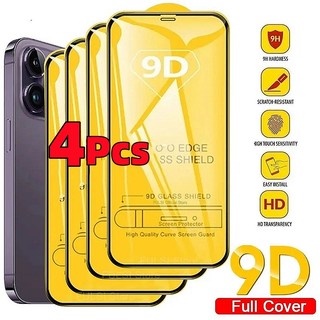 Set 4 Kính Cường Lực 9d Bảo Vệ Màn Hình Điện Thoại iphone 15 14 13 12 11 pro max ultra mini x xs max xr 7 8 plus
