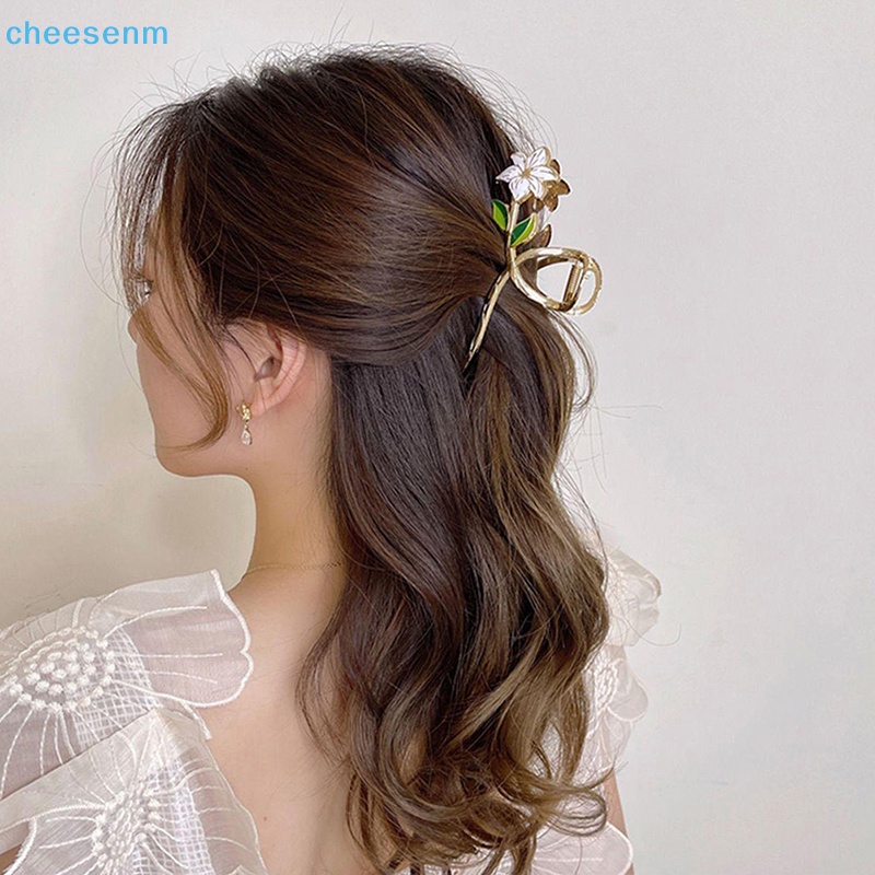 Kẹp Tóc Dạng Móng Vuốt Đính Hoa lily cheenm lily Cho Nữ