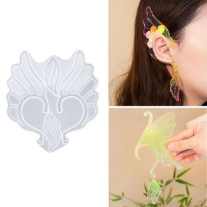 BTF Elf Kẹp Tai Nhựa Dính Khuôn Silicon Cổ Tích Cánh Xuyên Bông Tai Vòng Tai Bao Da Pha Lê Nhựa Khuôn Trang Sức Để