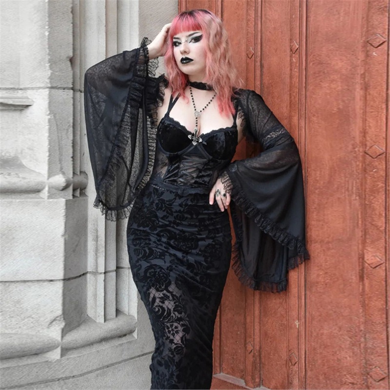 Fine Vintage Gothic Ren Shrug Sang Trọng Và Hợp Thời Trang Mở Áo Cardigan Top Showcase Your Confidence Và Phong Cách