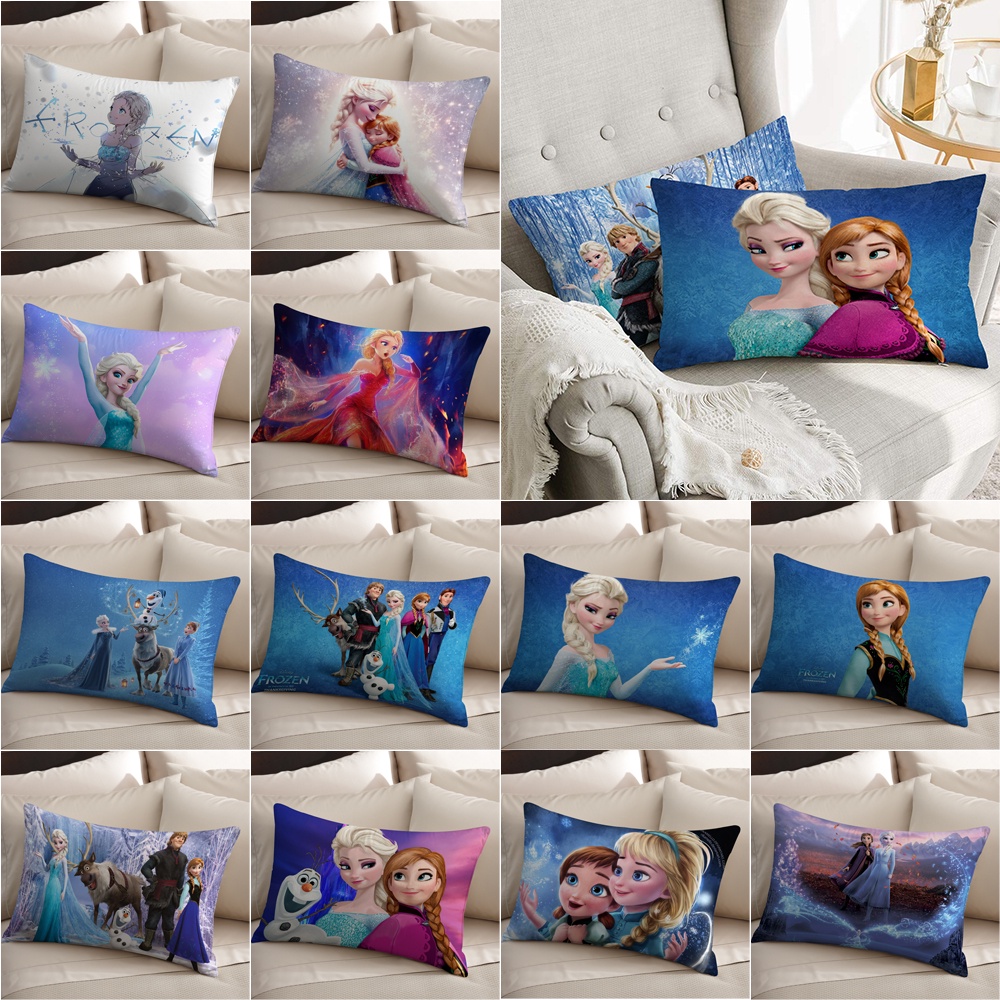 Vỏ Gối polyester Hình Chữ Nhật In Hình anna & elsa Một Mặt Trang Trí Nhà Cửa (Không Kèm Lõi)