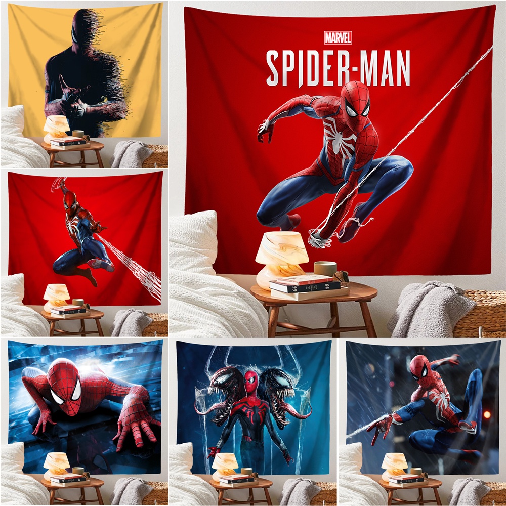 Marvel Thảm Treo Tường Trang Trí Phòng Ngủ Hình Người Nhện (Kèm Kẹp)