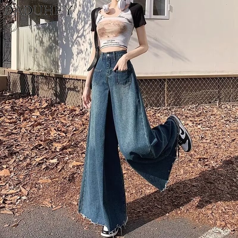 Ảnh Quần jean DADUHEY ống rộng cạp cao phong cách đường phố Mỹ cổ điển cao cấp plus size 4