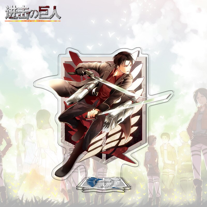 Mô hình Standee Hot Anime Attack on Titan Acrylic Levi Mikasa Hanji để bàn tượng nhựa acrylic trong suốt decor để bàn 1