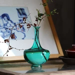 Phong Cách Trung Hoa Phong Cách Nhật Bản Cổ Zen Xanh Bụng Lớn Song Yun Bình Cổ Dài Miệng Nhỏ Đơn Nhánh Hoa Sắp Xếp Bình Hoa Thủy Tinh [A204] — ảnh 3