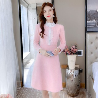 Đầm Mùa Thu Pháp Màu Hồng Kiểu Mới Cho Nữ