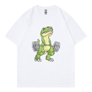 Áo Thun Nam Mùa Hè Chất Lượng Cao Khủng Long Cử Tạ T Rex Tập Gym Tập Luyện Deadlift 100% Cotton Áo Quá Khổ Dạo Phố