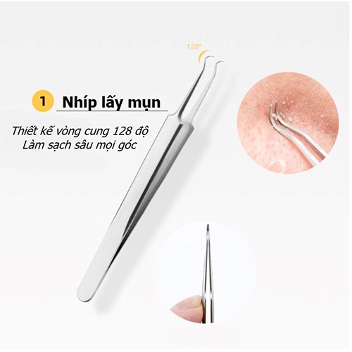 Bộ Nặn Mụn 5 Món Cao Cấp Inox Không Gỉ, Bộ Nặn Mụn Đầu Đen 5 Chi Tiết TOOL
