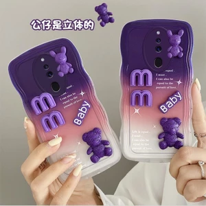 Ốp lưng Oppo F11 Pro Ốp điện thoại gợn sóng cạnh dễ thương Hình ba chiều Búp bê Vỏ mềm Bảo vệ máy ảnh Full Case
