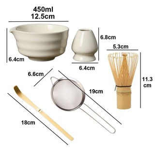 [CRUSH] Bộ 5 Trà Matcha Nhật Bản, có vòi Có Thể Tái Sử Dụng Bộ Máy Đánh Bánh Matcha, Gốm Tre Cấp Thực Phẩm An Toàn Khuấy Chasen Nhật Bản
