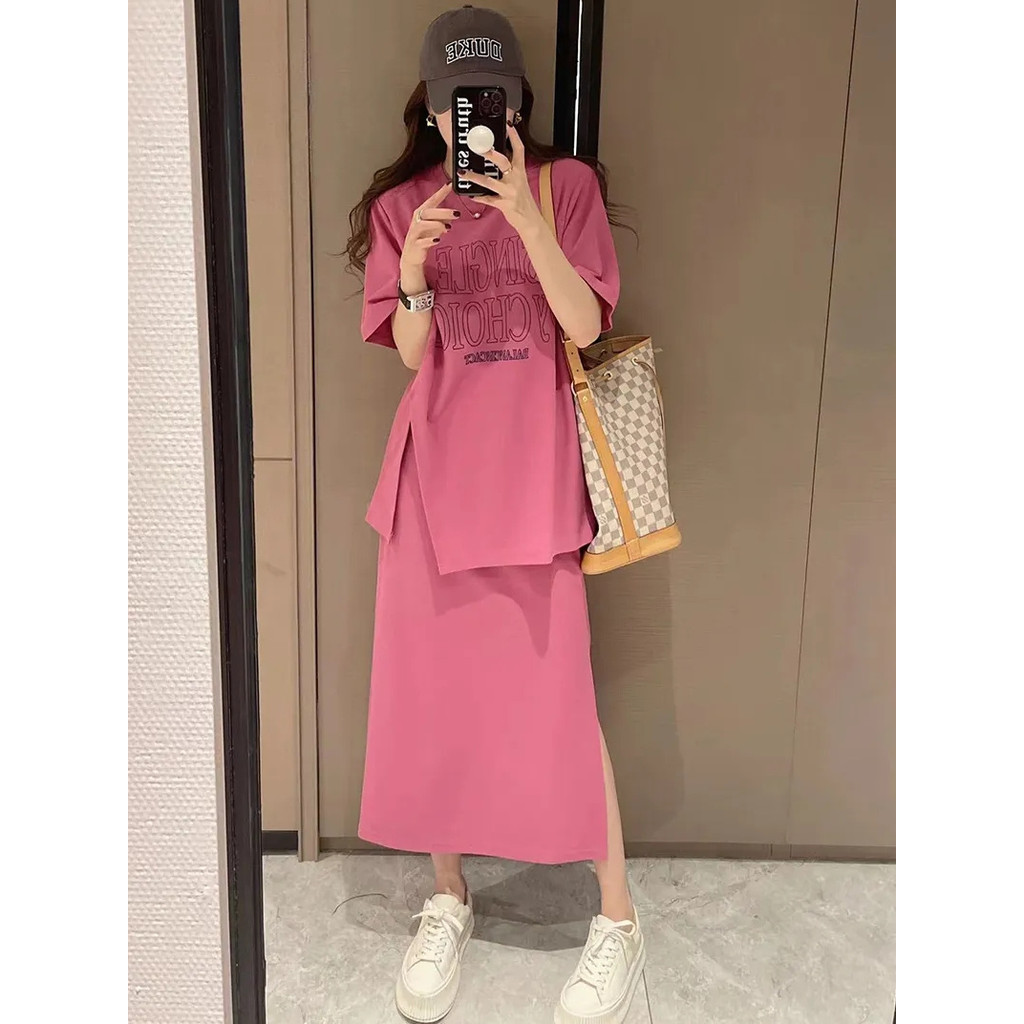 Phiên Bản Hàn Quốc Một Trọn Bộ Thường Ngày Rời Phù Hợp Với Nửa Chiều Dài Váy Không Đều Top Mỏng Hơn Nhìn Đầm Nữ