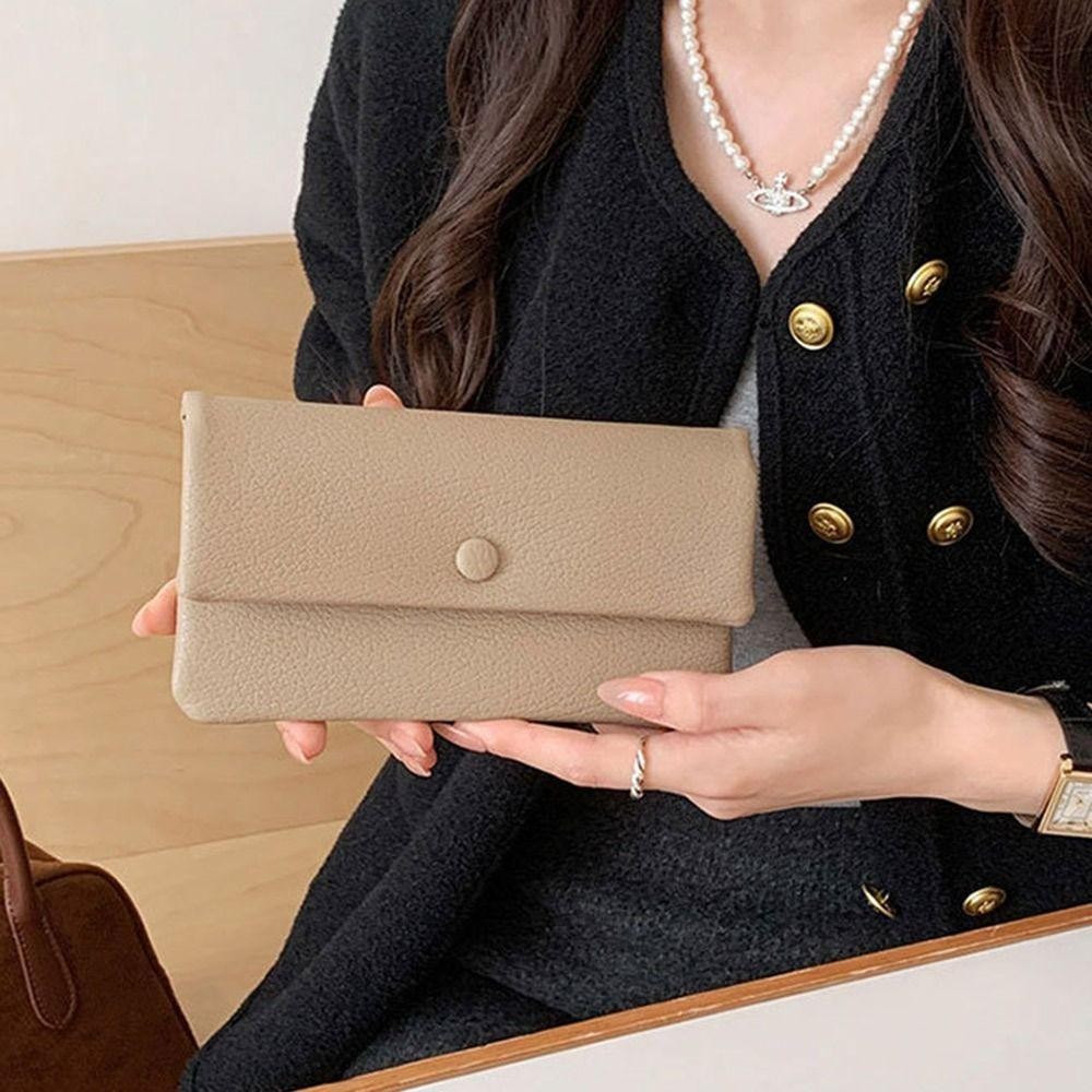 Thẻ tín dụng WOAY Holoder, Ví dài nhiều thẻ, Ví đựng tiền xu bằng da PU màu trơn thời trang