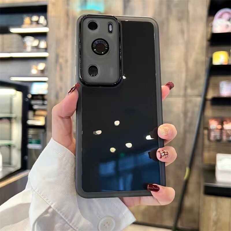 Dành Cho Huawei P60 P50 P30 P20 P40 Pro Matte Ốp Lưng Silicon Trong Suốt Bảo Vệ Ống Kính Máy Ảnh