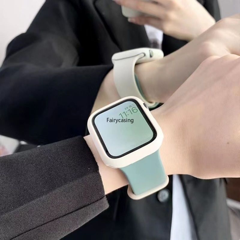 Dây đeo hai màu cho Apple Watch 46MM Band Series 11 10 9 8 7 SE 6 5 3 Vòng đeo tay thể thao thoáng khí bằng silicon cho iWatch 41mm 45mm 40mm 44mm 38mm 42mm Ultra 49mm