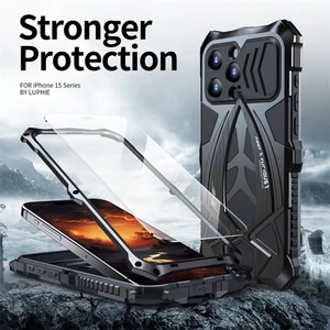 Tương Thích Cho iPhone 15 14 13 16 Pro Max Vỏ Chắc Chắn 15 Plus Kính Cường Lực Bảo Vệ Màn Hình Quân Sự Giáp Vỏ 14 Pro Vỏ Điện Thoại Kim Loại Chống Sốc Funda