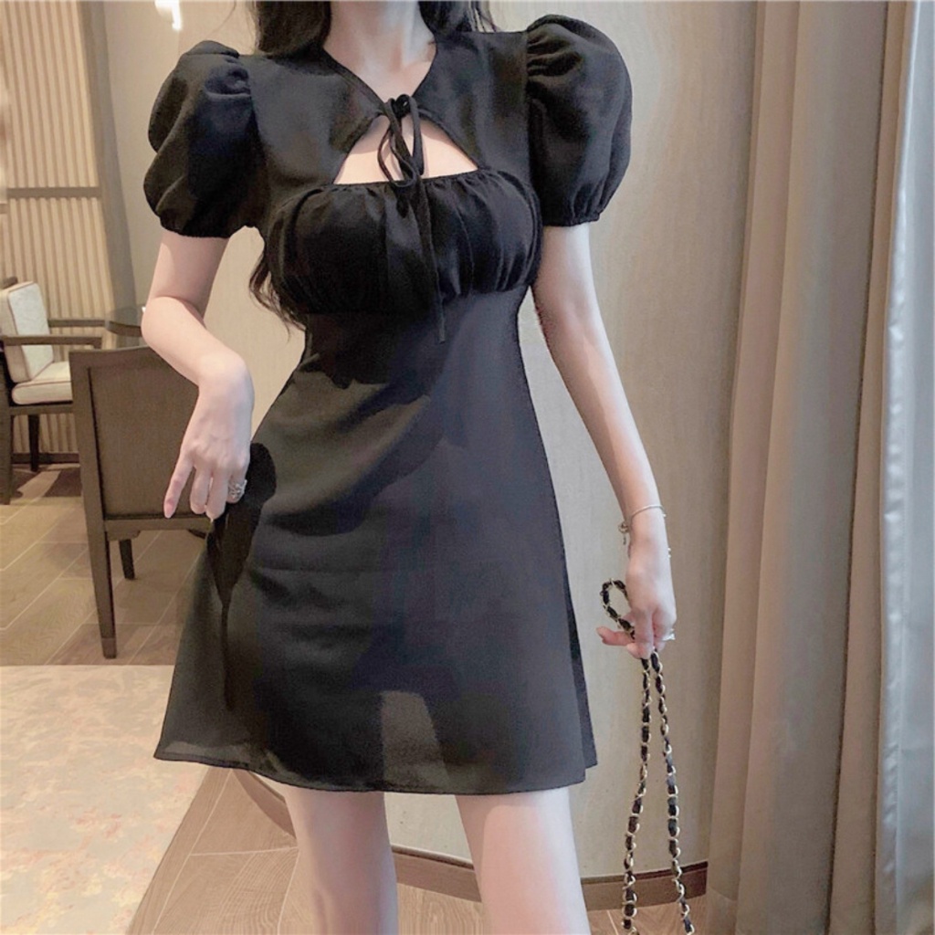 Đầm Thiết Kế Bigsize Nữ Tay Bồng Dây Thắt Nơ Xinh Xắn Vải Mềm Mát Lên Phom Dễ Thương DTK9