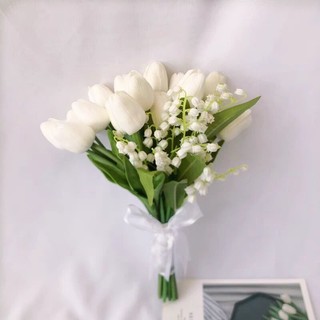 Bó hoa cầm tay cô dâu màu trắng tinh khôi rất nhiều mẫu sang trọng, kiêu hãnh, lãng mạn CEVERIA Kèm hoa cài áo chú rể