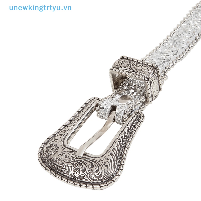 Unewtyu Thời Trang Kim Cương Giả Thắt Lưng Nữ Dây Da Cho Kim Cương Giả Thắt Lưng Cao Bồi Phương Tây Y2K Bé Gái Dây Thời Trang Cho Quần Jean Nam VN