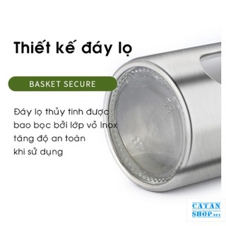 Lọ đựng tiêu bằng thủy tinh bọc inox, hũ gia vị, lọ đựng tăm nắp inox 100ml hàng dày dặn cao cấp GD756-LoTieu