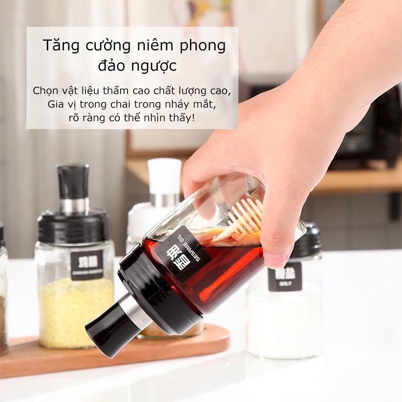 Lọ gia vị thìa,Lọ đựng gia vị thủy tinh,Hũ đựng gia vị có thìa thông minh- Hàng Cao Cấp, Chống Ẩm