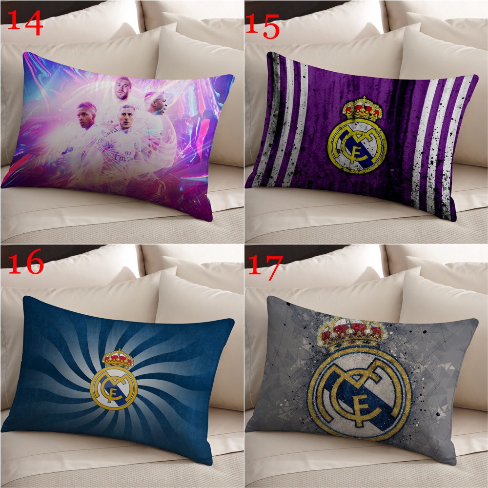 Áo Thun In Logo real madrid Thời Trang Năng Động Vỏ Gối polyester In logo Câu Lạc Bộ Bóng Đá Một Mặt Trang Trí Nhà Cửa Làm Quà Tặng Tốt Nhất (Không Có Lõi)