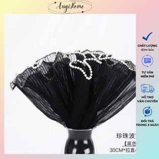 1 cuộn bó hoa voan vải sóng viền Ngọc trai ANGIHOME