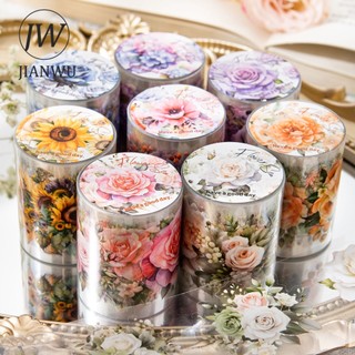 Jianwu 50mm * 200cm Cuộc Họp Biển Hoa Series Vintage Vật Liệu Thực Vật Trang Trí Băng PET Sáng Tạo DIY Tạp Chí Cắt Dán Văn Phòng Phẩm