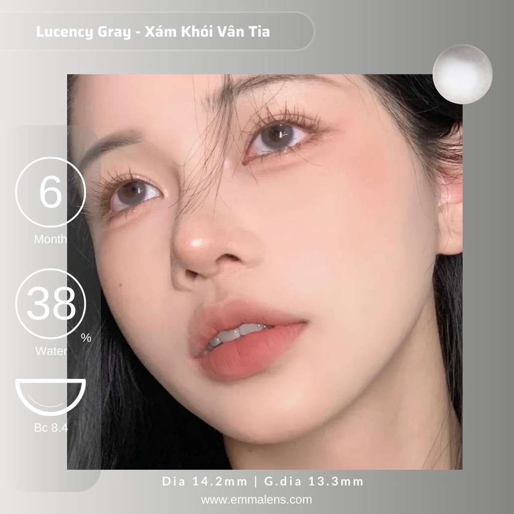 Kính áp tròng Lucency Gray | Lens Xám Khói Vân Tia | Emma Lens