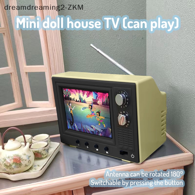 [dreamdreaming] 1: 12 Nhà búp bê TV thu nhỏ có thể chơi được Mô hình truyền hình Video phòng khách Thiết bị gia dụng Trang trí Phụ kiện nhà búp bê [zkm]