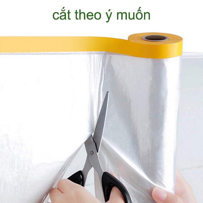 Màng Nilon Che Bụi Đa Năng Nilon Che Chắn Sơn Che Phủ Ngăn Bụi Bảo Vệ Nội Thất Bọc Hàng Có Một Đầu Dán Dính