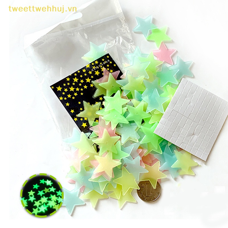 Set 100 sticker Ngôi Sao Dạ Quang Dán Trang Trí Tường Độc Đáo vn