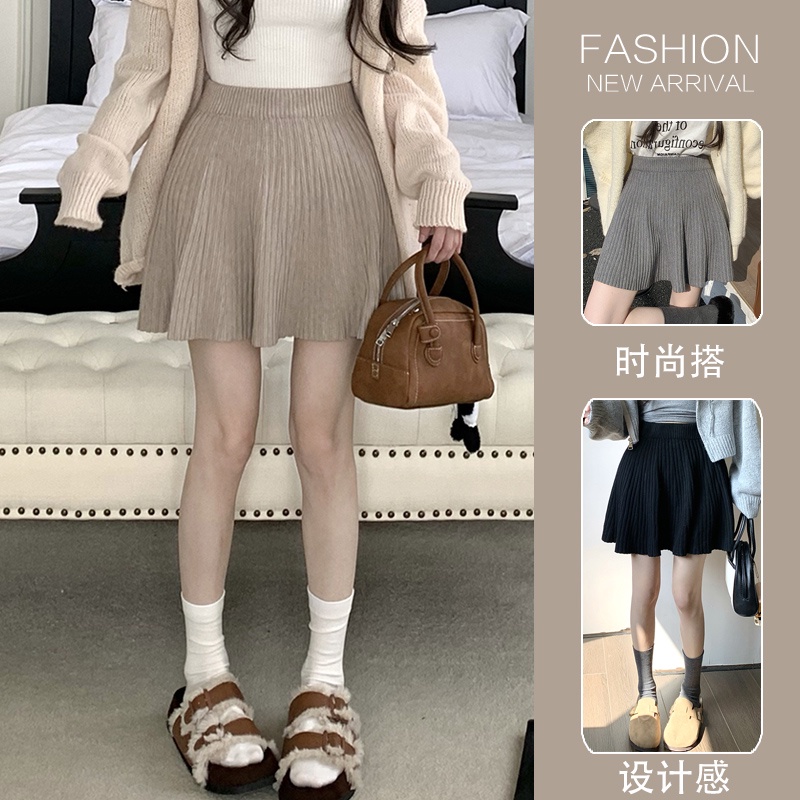 Chân Váy Len Chữ a Xếp Ly Lưng Cao Thời Trang Thu Đông Cho Mẹ Bầu