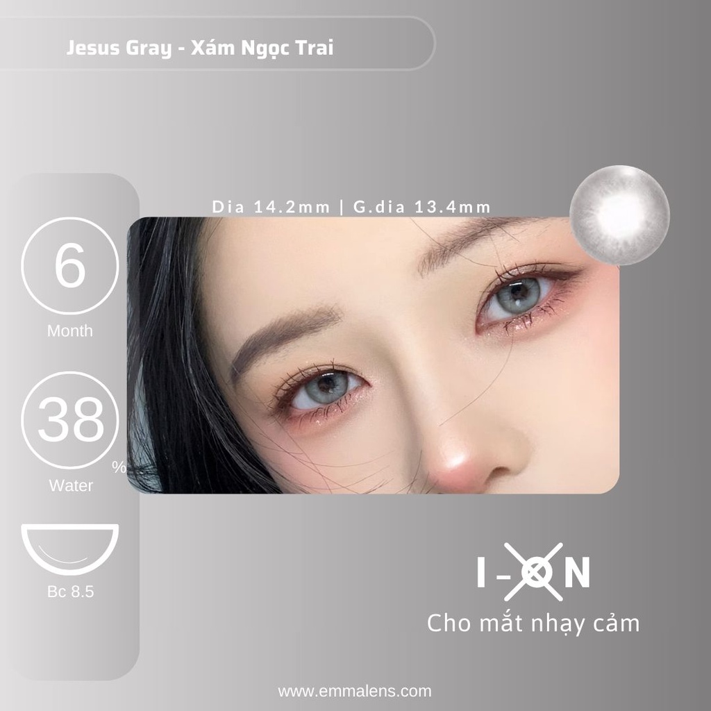 Kính áp tròng Jesus Gray | Xám Ngọc Trai | Emma Lens